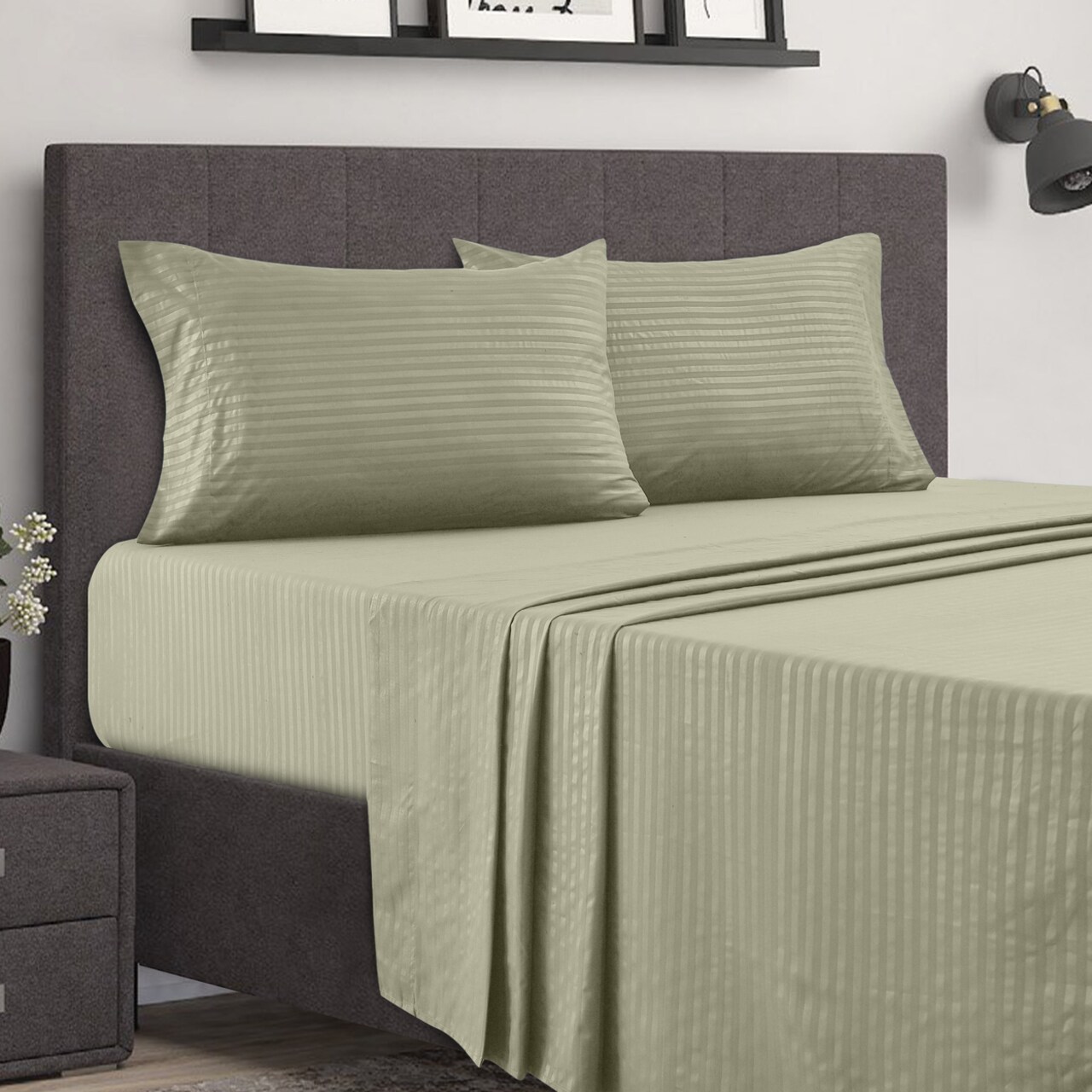 Lux Decor Collection 4 Piece Stripe Sheet Set Ultra-Soft Microfiber Wrinkle Free Fade Resistant Bedding